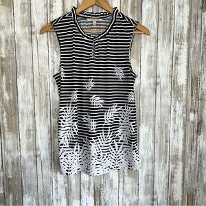 41 Hawthorn Black & White Stripe Palm Sleeveless Blouse
